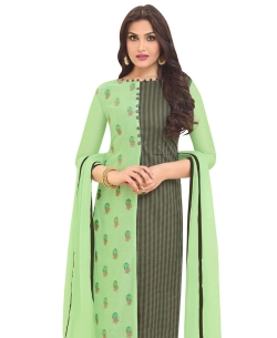 Green Chanderi Embroidery Straight Suits