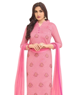 Pink Chanderi Embroidery Straight Suits