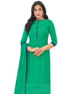 Green Chanderi Embroidery Straight Suits