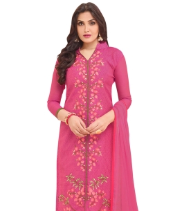 Pink Chanderi Embroidery Straight Suits