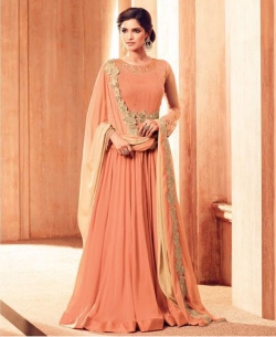 Peach Georgette Embroidery Anarkali Suits