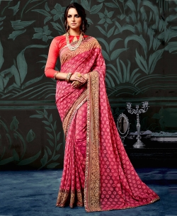 Pink Chiffon Printed Regular Sarees