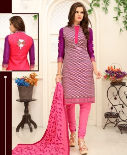 Pink Cotton Printed Chudidhar Suits