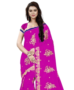 Pink Georgette Embroidery Designer Sarees