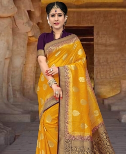 Yellow Silk Zari Work Traditional Sarees
