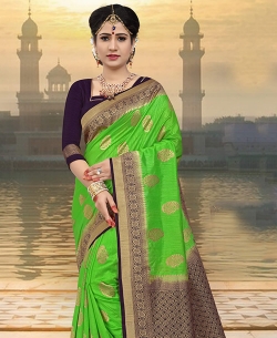 Light Green Silk Zari Work Traditional Sarees