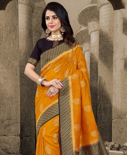 Orange Silk Zari Work Traditional Sarees