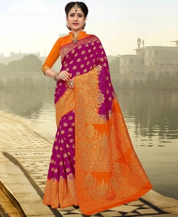 Violet Silk Zari Work Traditional Sarees