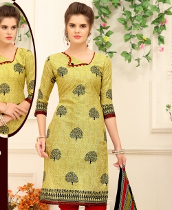 Green Cotton Printed Chudidhar Suits