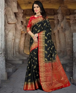 Black Silk Zari Work Traditional Sarees