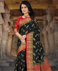 Black Silk Zari Work Traditional Sarees