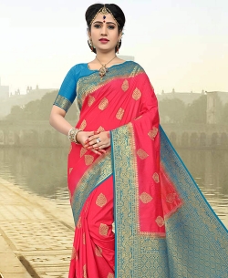 Pink Silk Zari Work Traditional Sarees