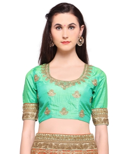 Orange Banarasi Silk Embroidery Half And Half Sarees