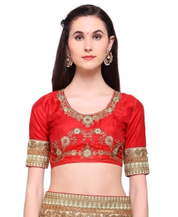 Beige Banarasi Silk Embroidery Half And Half Sarees