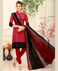 Pink Cotton Printed Chudidhar Suits