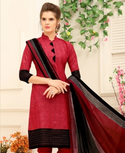 Pink Cotton Printed Chudidhar Suits