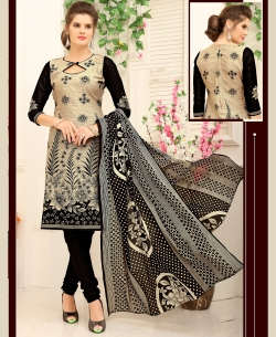 Brown Cotton Printed Chudidhar Suits