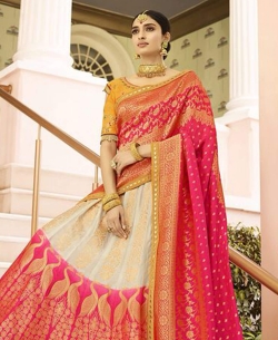 Pink Silk Embroidery Lehenga Sarees