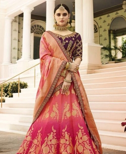 Pink Silk Embroidery A Line Lehengas