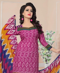 Pink Cotton Printed Chudidhar Suits