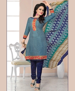 Grey Cotton Printed Chudidhar Suits