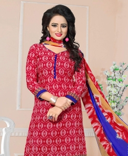 Pink Cotton Printed Chudidhar Suits