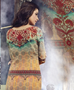 Multi Cotton Satin Printed Straight Cut Kurtis