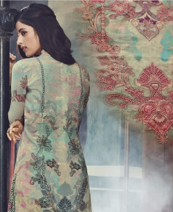 Light Green Cotton Satin Printed Straight Cut Kurtis