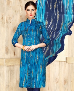 Blue Cotton Printed Chudidhar Suits