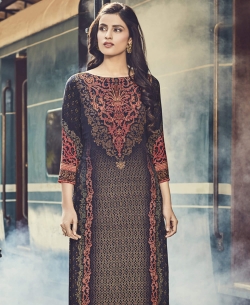 Multi Cotton Satin Printed Straight Cut Kurtis