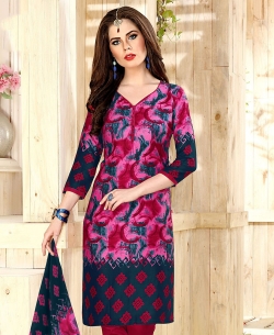 Pink Cotton Printed Chudidhar Suits