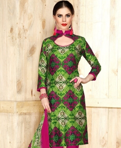 Green Cotton Printed Chudidhar Suits