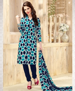 Blue Cotton Printed Chudidhar Suits