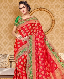 Pink Uppada Silk Embroidery Designer Sarees