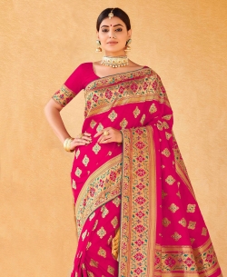 Pink Uppada Silk Embroidery Designer Sarees