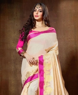 Cream Cotton Silk Jacquard Border Sarees