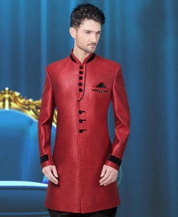 Maroon Jute Plain Kurta Pajama