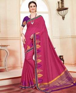 Pale Pink Cotton Silk  Embroidery Traditional Sarees