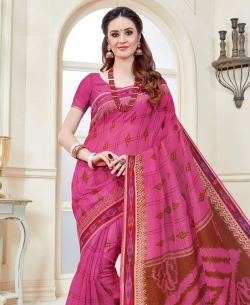 Pink Cotton Printed Cotton Sarees