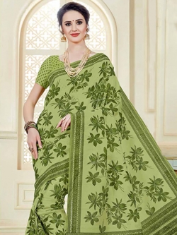 Green Cotton Printed Cotton Sarees