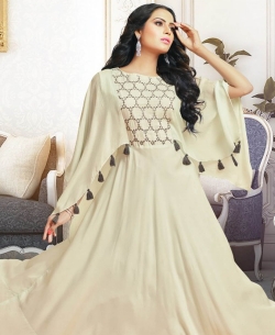 Cream Silk Embroidery Gowns