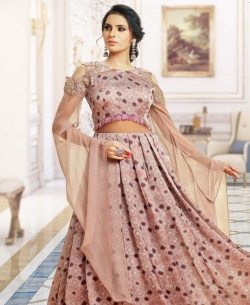 Pink Satin Digital Print Gowns