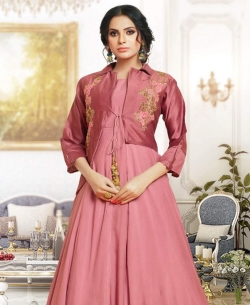 Pink Silk Embroidery Gowns