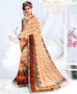 Multi Georgette Printed, Printed Border Regular Sarees
