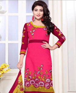 Pink Cotton Printed Chudidhar Suits