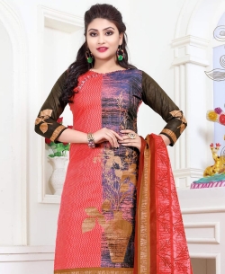 Orange Cotton Printed Chudidhar Suits