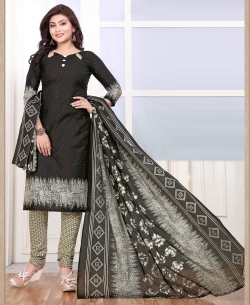 Black Cotton Printed Chudidhar Suits