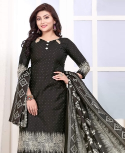 Black Cotton Printed Chudidhar Suits