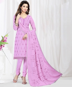Pink Cotton Embroidered Chudidhar Suits