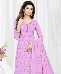 Pink Cotton Embroidered Chudidhar Suits